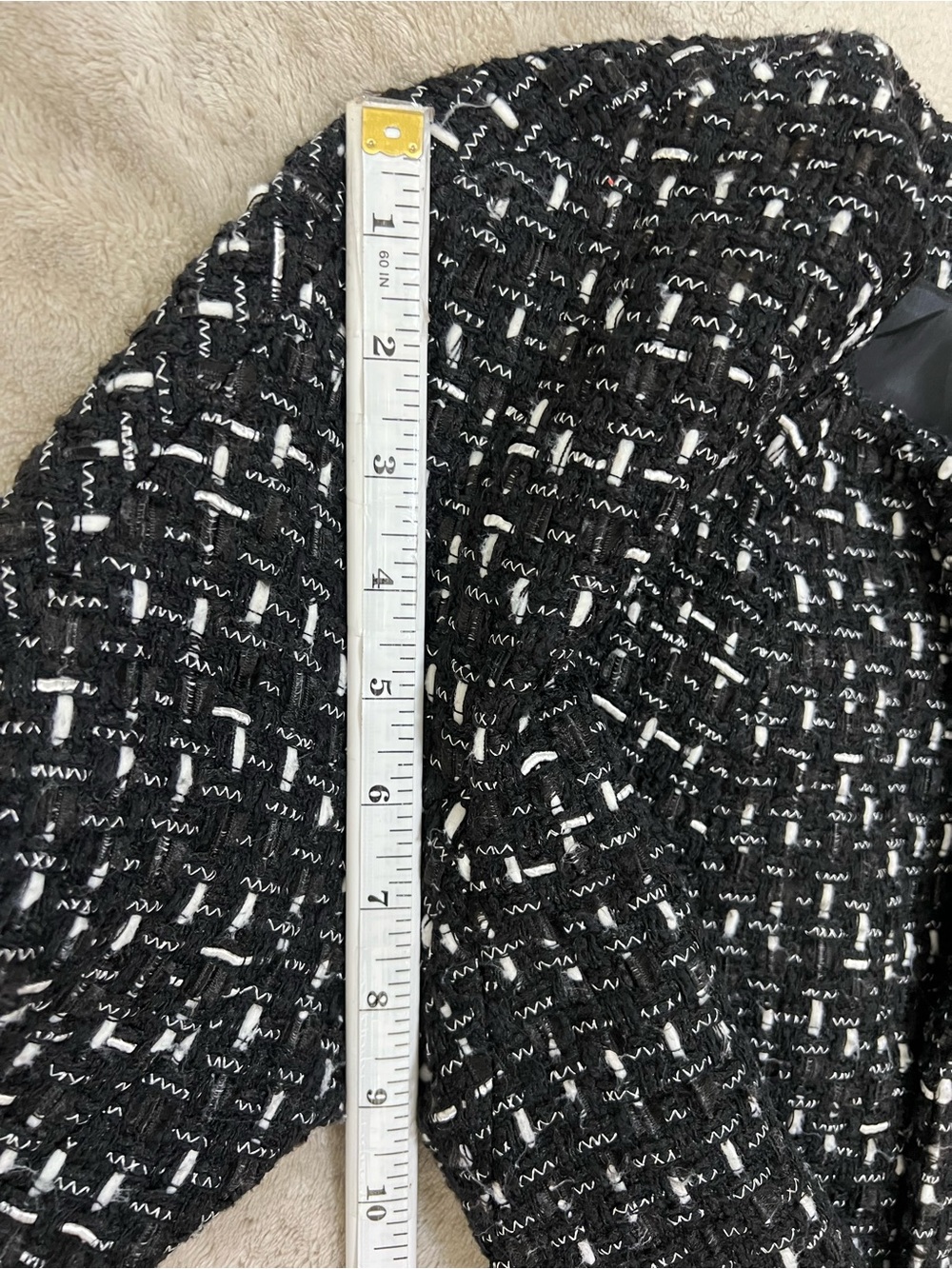 Talbots Collection Women’s Size 14 Petites Tweed Jacket Black White - Picture 7 of 13